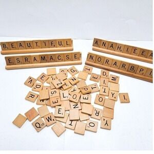 Scrabble Tiles & Racks Wood 100 Letters Crafting Replacement Parts Game Pieces‎